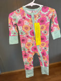Flowers teal onesie