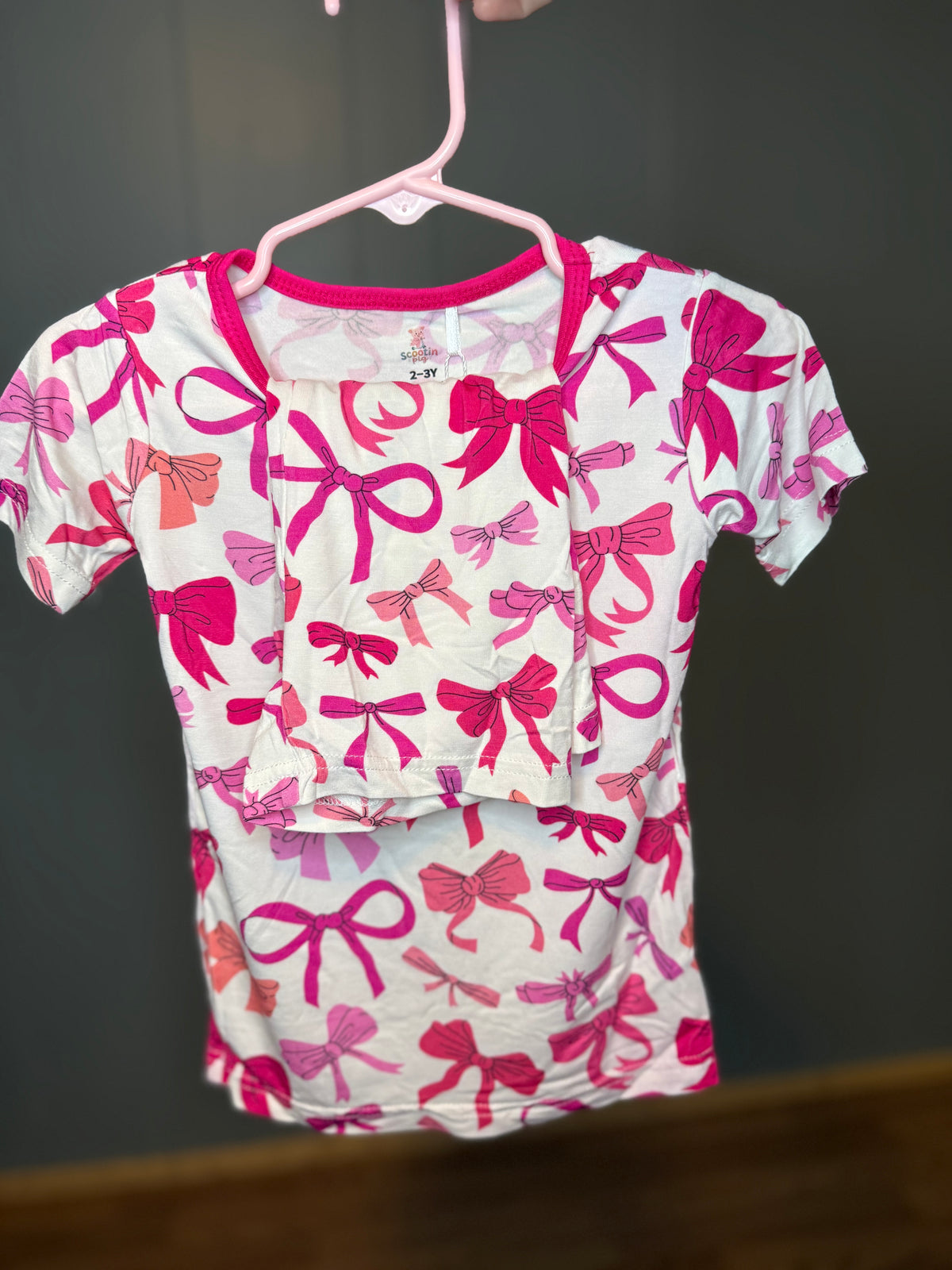Pink Bows Shorts & Short sleeve two piece